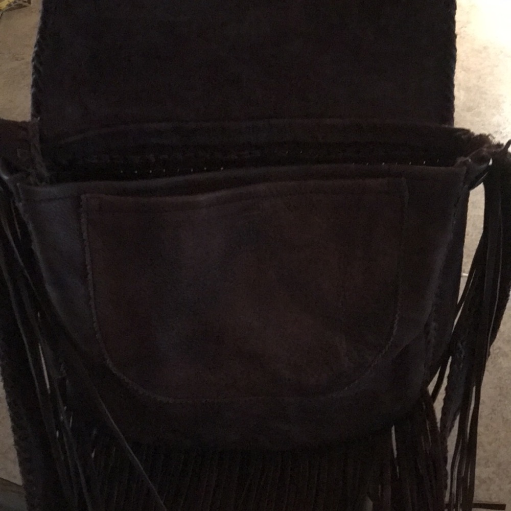Custom Brown Leather Fringe Crossbody Purse - Picture 7 of 8
